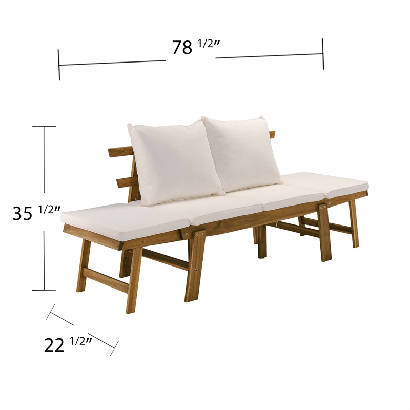 SEI Furniture Dolavon Wood Outdoor Convertible Lounge Chair in Natural