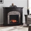 SEI Furniture Tanaya Wood and Faux Stone Electric Fireplace in Brown