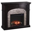 SEI Furniture Tanaya Wood and Faux Stone Electric Fireplace in Brown