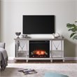 SEI Furniture Toppington Wood Electric Fireplace Media Console in Silver