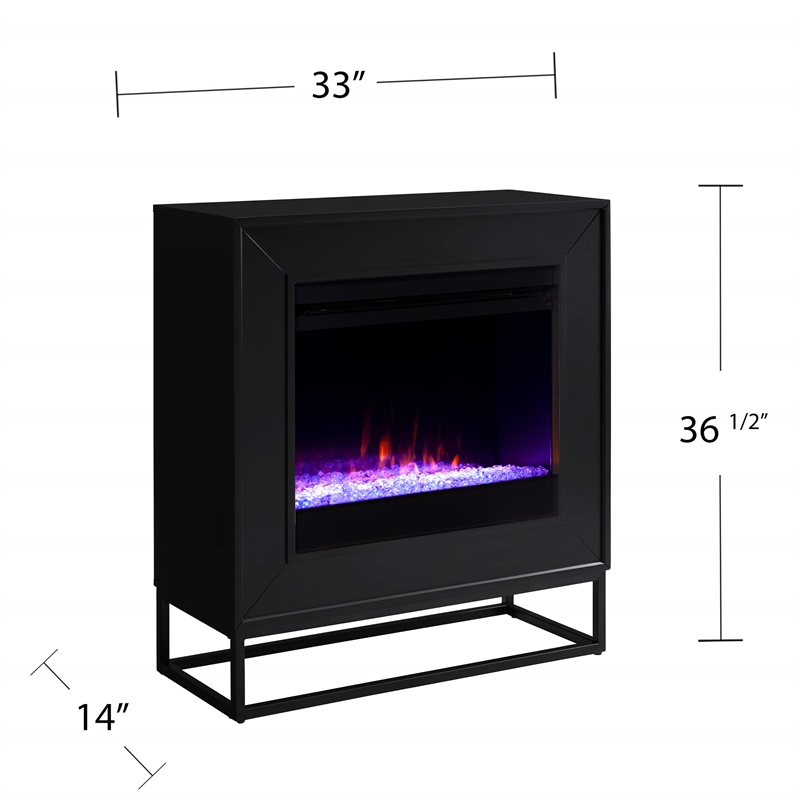 SEI Furniture Frescan Contemporary Metal Electric Fireplace in Black