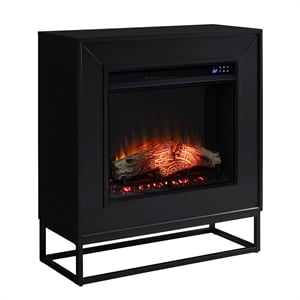 SEI Furniture Frescan Contemporary Metal Electric Fireplace in Black