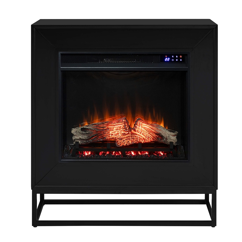 SEI Furniture Frescan Contemporary Metal Electric Fireplace in Black