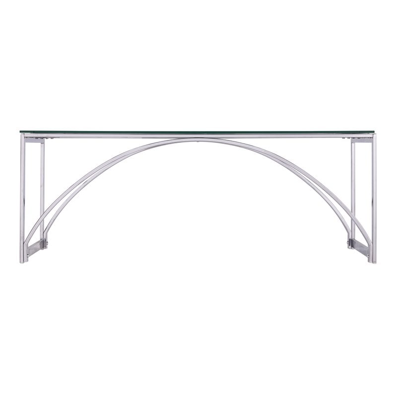SEI Furniture Stevenly Metal Cocktail Table with Glass Top in Silver