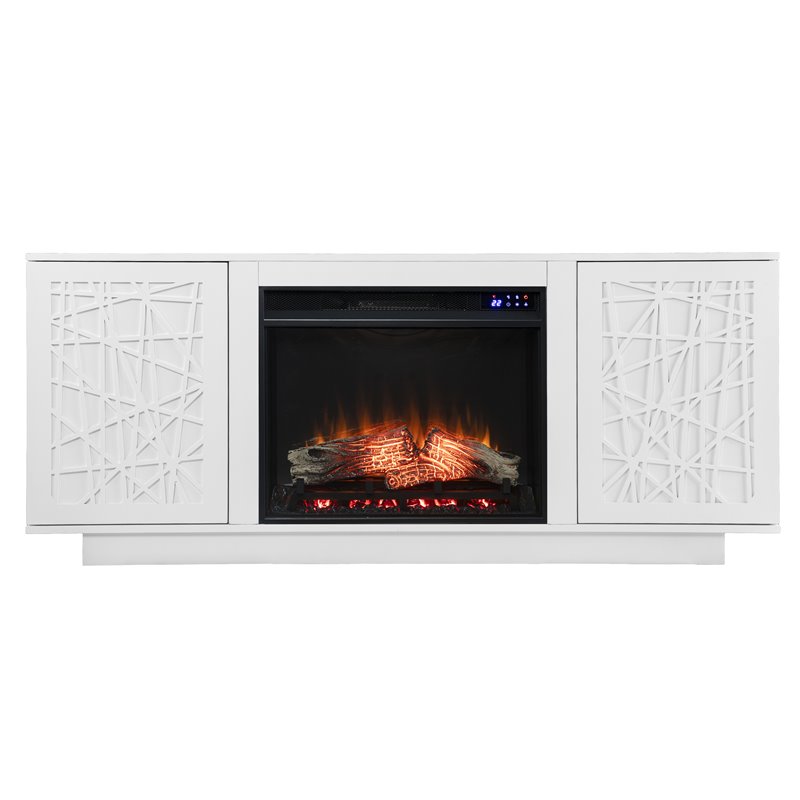 SEI Furniture Delgrave Wood Electric Media Fireplace in White