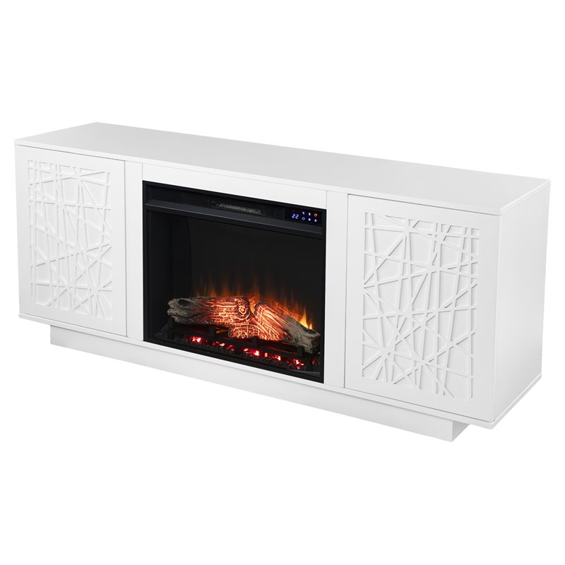 SEI Furniture Delgrave Wood Electric Media Fireplace in White