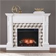 SEI Furniture Darvingmore Wood-Marble Electric Fireplace in White