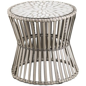 sei furniture melilani round wicker outdoor side table in gray