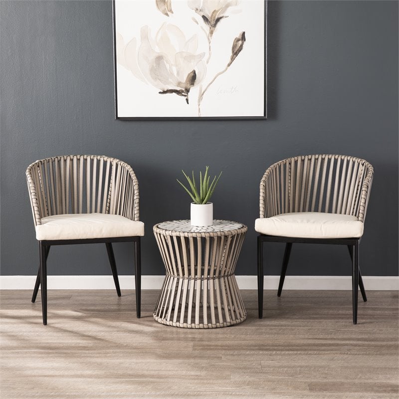 SEI Furniture Melilani Wicker Outdoor Chairs in Gray (Set of 2)