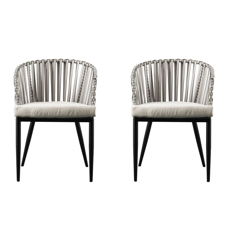 SEI Furniture Melilani Wicker Outdoor Chairs in Gray (Set of 2)