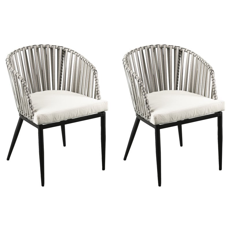 SEI Furniture Melilani Wicker Outdoor Chairs in Gray (Set of 2)