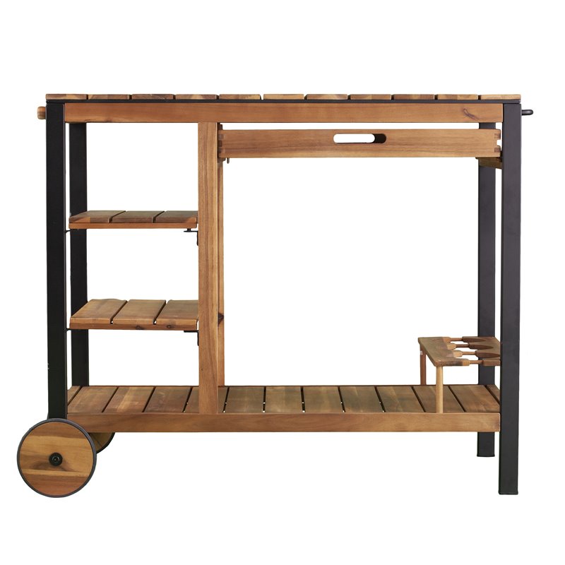 SEI Furniture Murcott Contemporary Wood Outdoor Bar Cart in Natural