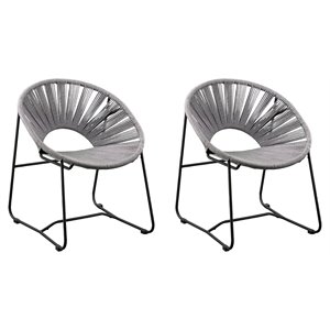 sei furniture rondly metal outdoor rope chairs in gray (set of 2)