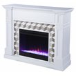 SEI Furniture Darvingmore Wood-Marble Color Changing Fireplace in White