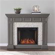 SEI Furniture Dakesbury Wood-Faux Stone Alexa Smart Fireplace in Gray