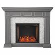 SEI Furniture Dakesbury Wood-Faux Stone Alexa Smart Fireplace in Gray