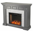 SEI Furniture Dakesbury Wood-Faux Stone Alexa Smart Fireplace in Gray