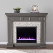 SEI Furniture Dakesbury Wood-Faux Stone Color Changing Fireplace in Gray