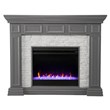 SEI Furniture Dakesbury Wood-Faux Stone Color Changing Fireplace in Gray
