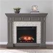 SEI Furniture Dakesbury Wood-Faux Stone Electric Fireplace in Gray
