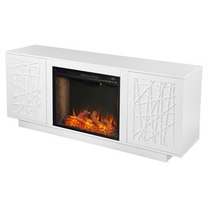 sei furniture delgrave wood alexa smart fireplace with storage in white