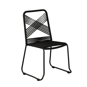 SEI Furniture Padko Metal Outdoor Rope Chairs in Black (Set of 2)