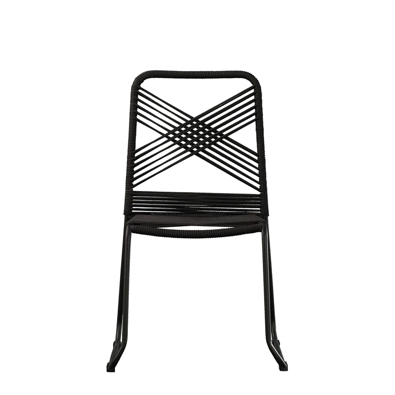 SEI Furniture Padko Metal Outdoor Rope Chairs in Black (Set of 2)