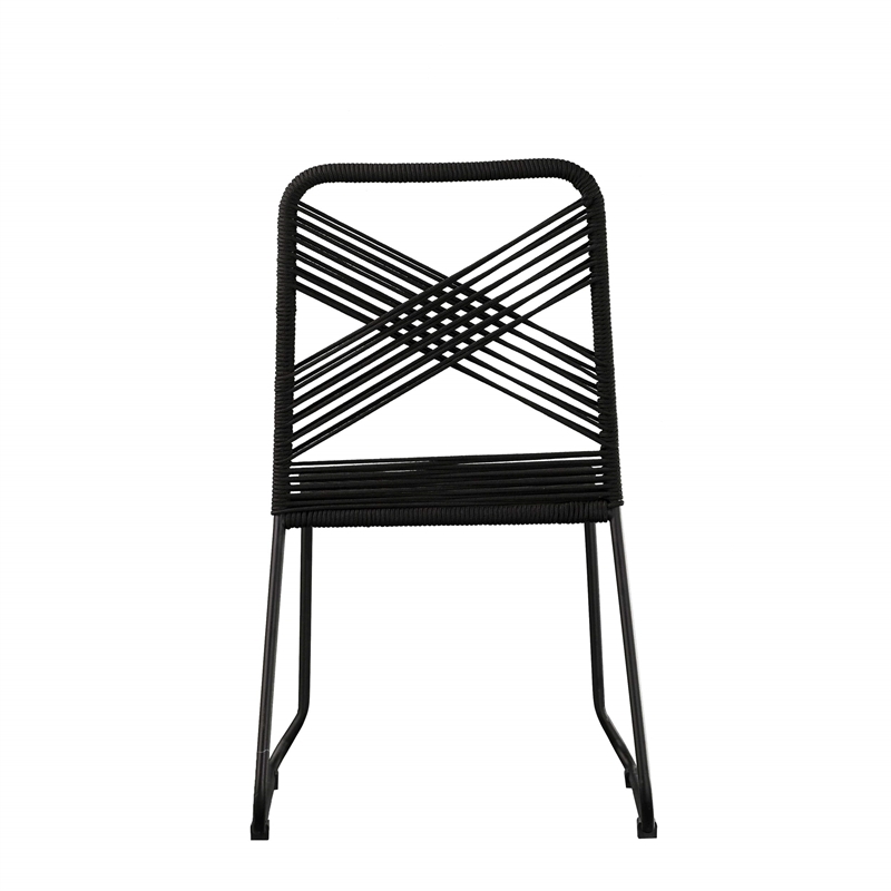 SEI Furniture Padko Metal Outdoor Rope Chairs in Black (Set of 2)