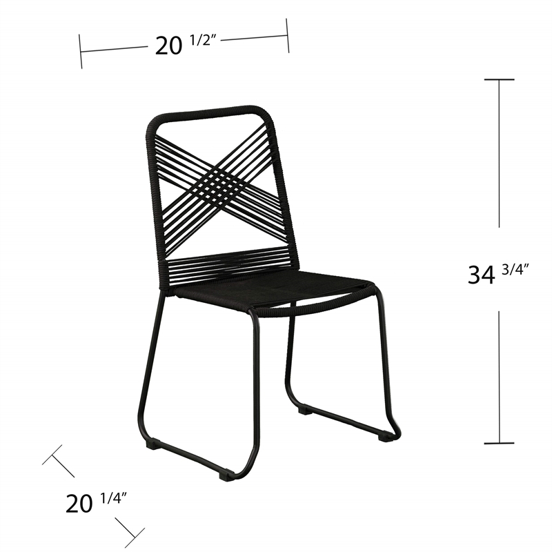 SEI Furniture Padko Metal Outdoor Rope Chairs in Black (Set of 2)
