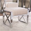 SEI Furniture Ellison Modern Velvet Ottoman in Champagne Beige-Chrome