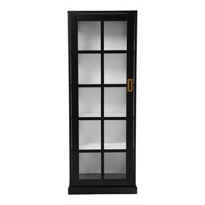 SEI Furniture Burland Transitional Wood Tall Curio Cabinet in Black