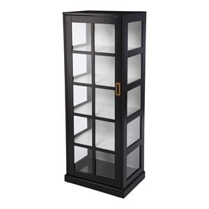 sei furniture burland transitional wood tall curio cabinet in black