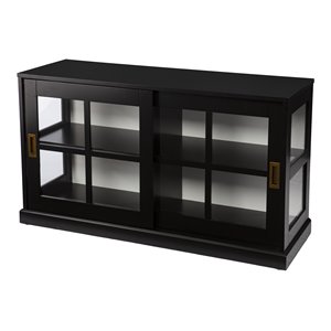 sei furniture byward transitional wood curio cabinet in black
