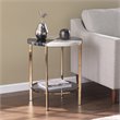 SEI Furniture Cortinada Round Metal-Faux Marble End Table in Black-White