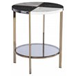 SEI Furniture Cortinada Round Metal-Faux Marble End Table in Black-White