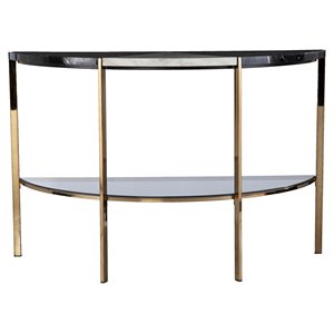 sei furniture cortinada wood-metal demilune console table in black-white