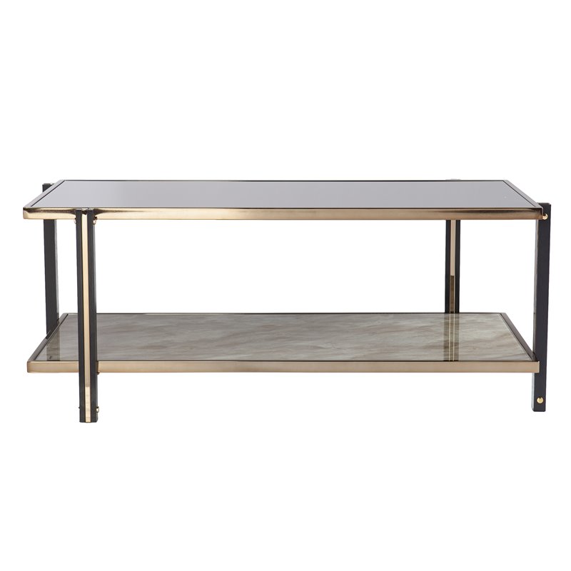 SEI Furniture Thornsett Metal Cocktail Table with Mirrored Top in Gold