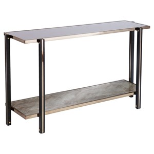 SEI Furniture Thornsett Metal Console Table with Mirrored Top in Gold