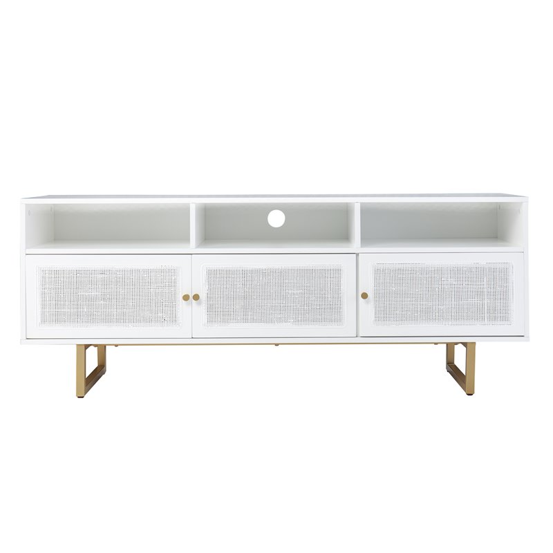 SEI Furniture Mursley 3-Shelf Wood Media Storage Console in White