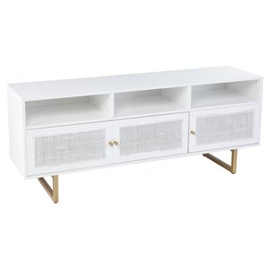 SEI Furniture Mursley 3-Shelf Wood Media Storage Console in White