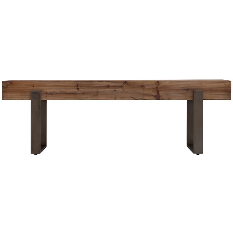 SEI Furniture Dunlin Rustic Industrial Wooden Bench in Natural Reclaimed