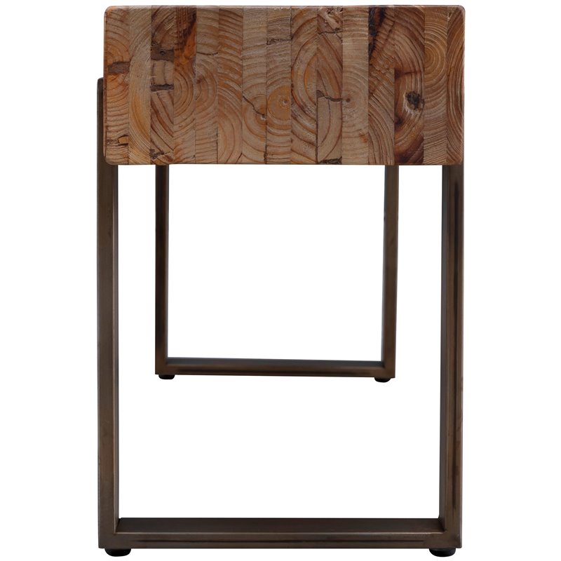 SEI Furniture Dunlin Rustic Industrial Wooden Bench in Natural Reclaimed