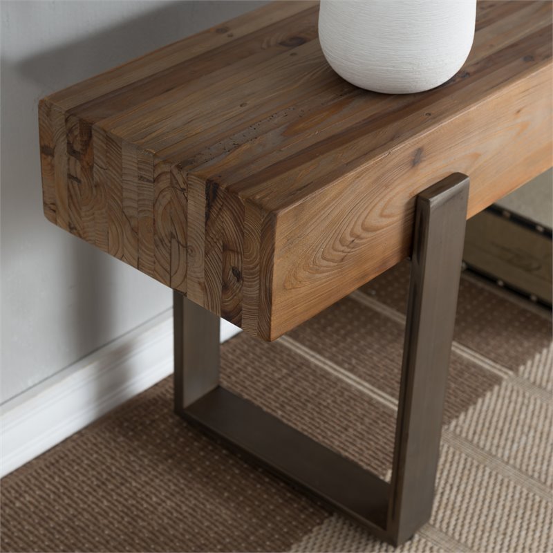 SEI Furniture Dunlin Rustic Industrial Wooden Bench in Natural Reclaimed