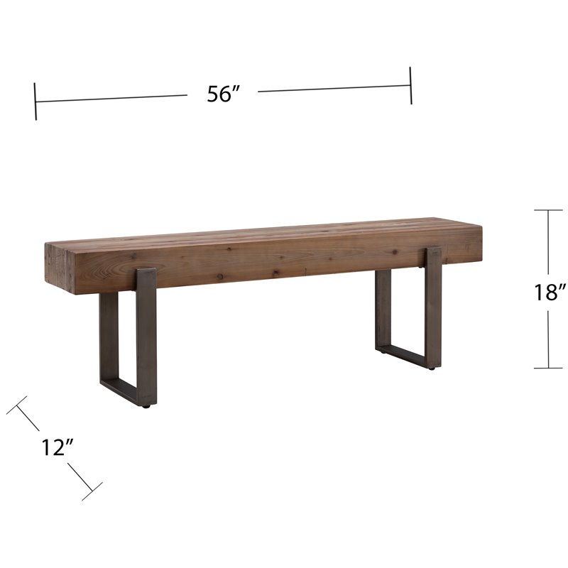 SEI Furniture Dunlin Rustic Industrial Wooden Bench in Natural Reclaimed