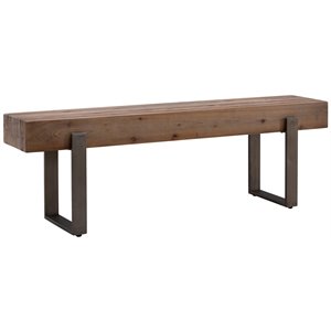 SEI Furniture Dunlin Rustic Industrial Wooden Bench in Natural Reclaimed