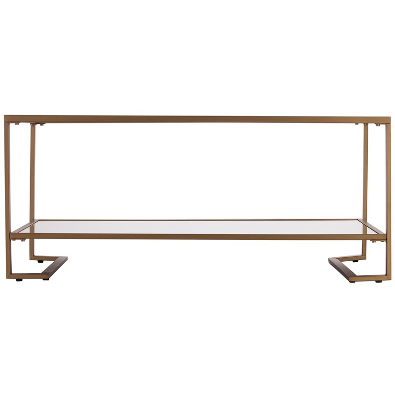 SEI Furniture Horten Glass Top Coffee Table in Gold