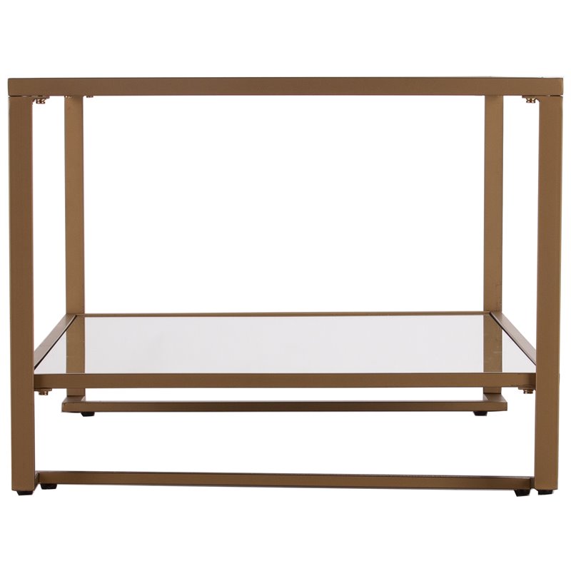 SEI Furniture Horten Glass Top Coffee Table in Gold