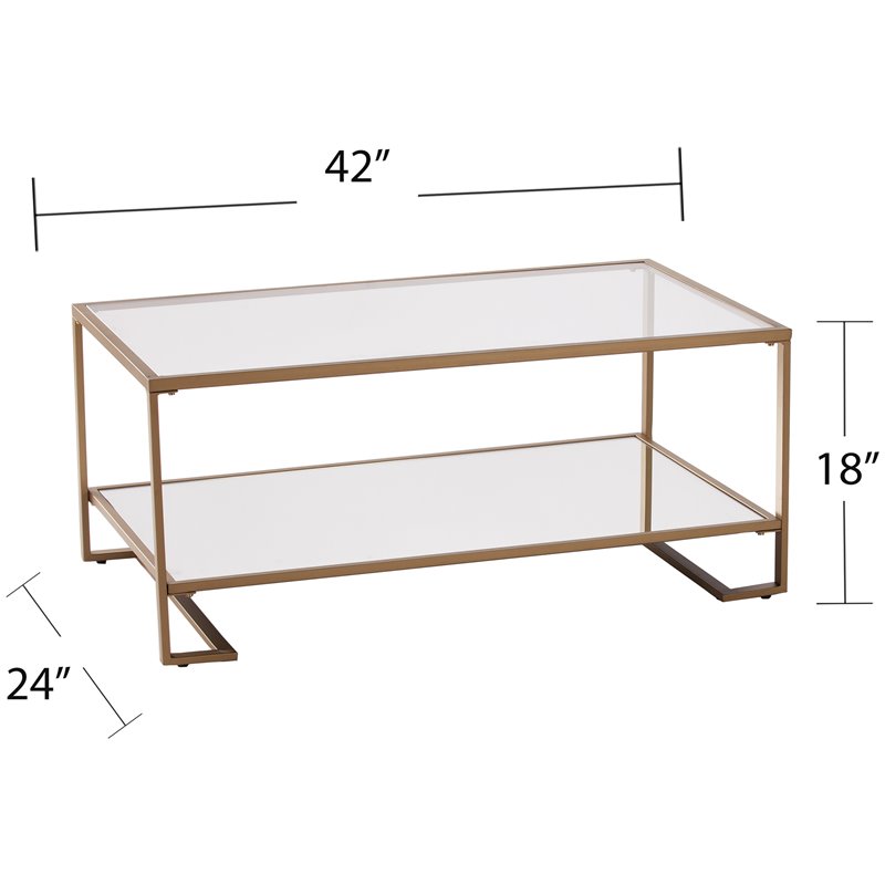 SEI Furniture Horten Glass Top Coffee Table in Gold
