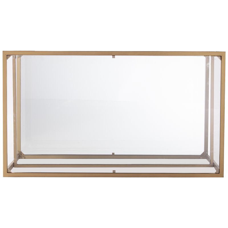 SEI Furniture Horten Glass Top Coffee Table in Gold