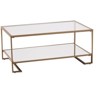 SEI Furniture Horten Glass Top Coffee Table in Gold